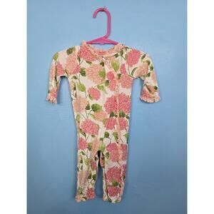 Mud Pie Baby Girl Hydrangea Sleeper One Piece Size 0-3 Months Pink Bamboo